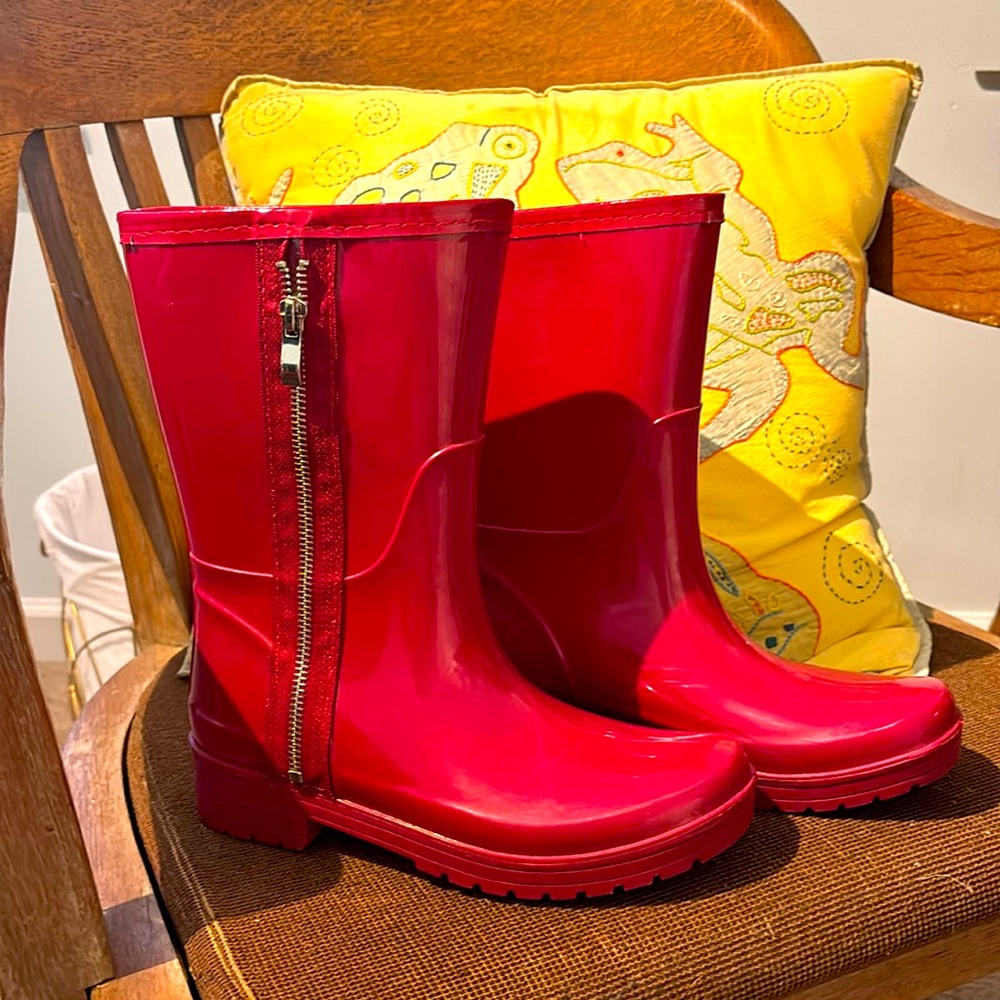 Red rain boots